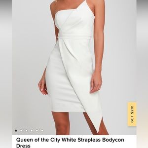 Lulus Queen of the City White Strapless Bodycon Dress